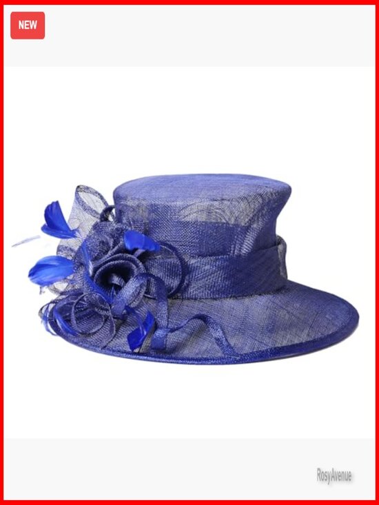 Adjustable Sinamay Derby Hat with Feather and Floral Accents for Weddings main image 4